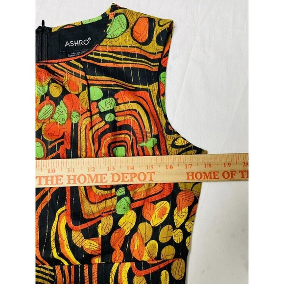Ashro Dress Size 6 Wearable Art Metallic Mixed Pattern Woven Breathable Classic - Picture 7 of 9